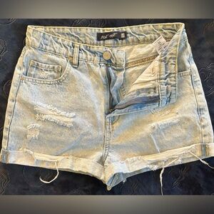 Blue Age Women's Distressed Light Blue Jean Shorts